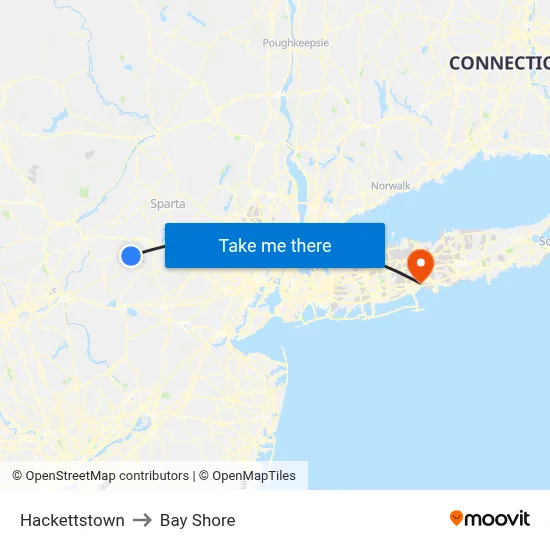 Hackettstown to Bay Shore map