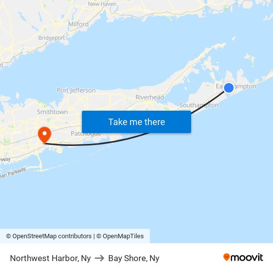 Northwest Harbor, Ny to Bay Shore, Ny map