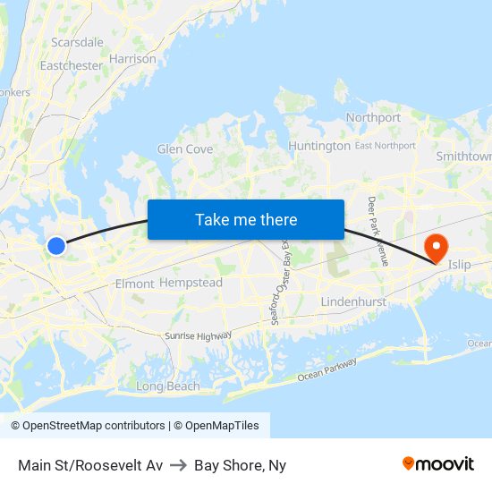 Main St/Roosevelt Av to Bay Shore, Ny map