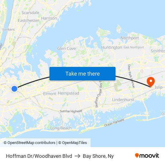 Hoffman Dr/Woodhaven Blvd to Bay Shore, Ny map