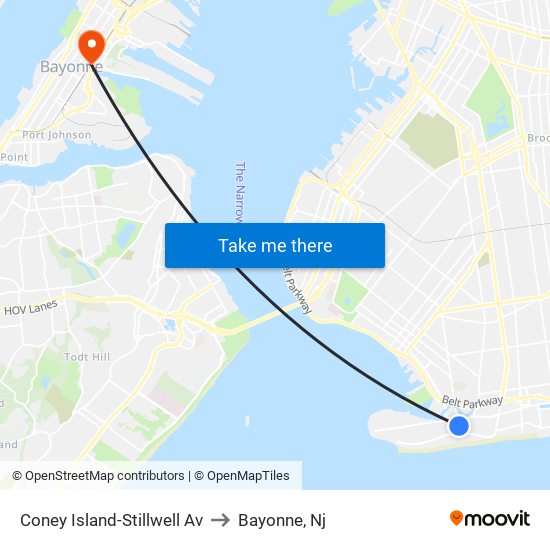 Coney Island-Stillwell Av to Bayonne, Nj map