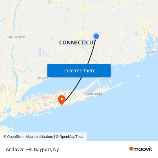 Andover to Bayport, Ny map