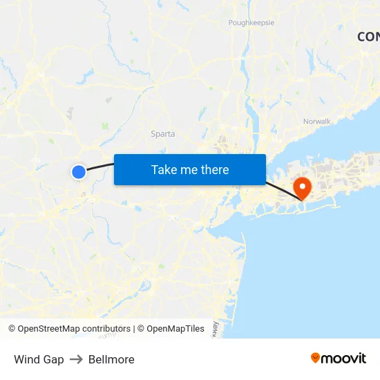 Wind Gap to Bellmore map