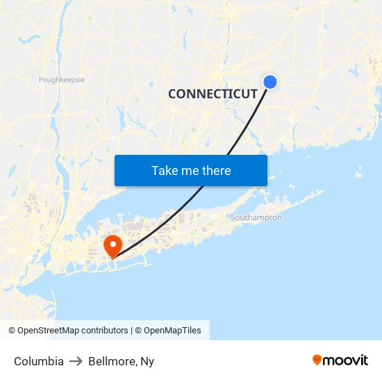 Columbia to Bellmore, Ny map