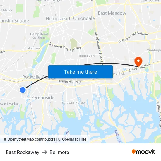 East Rockaway to Bellmore map