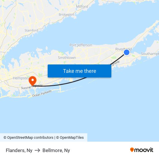 Flanders, Ny to Bellmore, Ny map