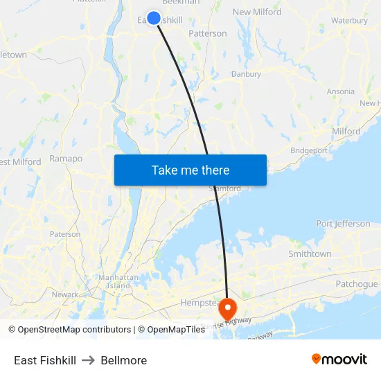 East Fishkill to Bellmore map