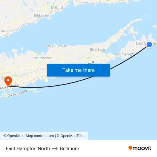 East Hampton North to Bellmore map