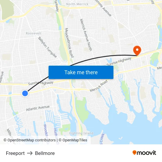 Freeport to Bellmore map
