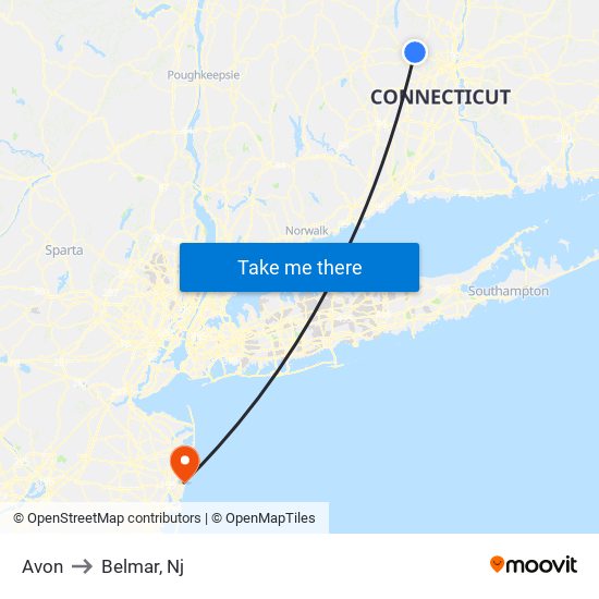 Avon to Belmar, Nj map