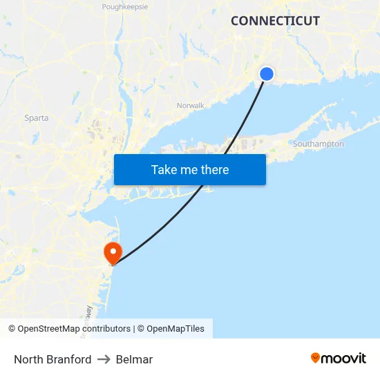 North Branford to Belmar map