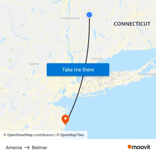 Amenia to Belmar map