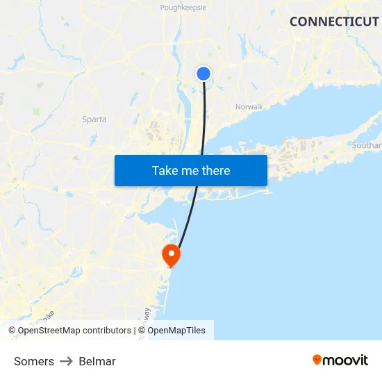 Somers to Belmar map