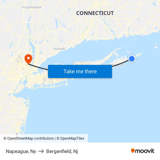 Napeague, Ny to Bergenfield, Nj map