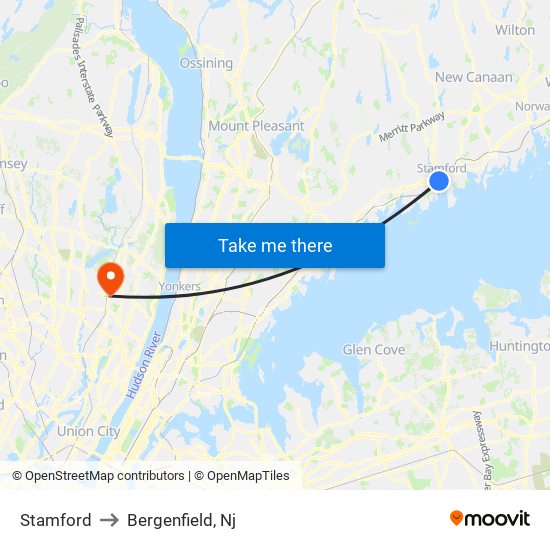 Stamford to Bergenfield, Nj map