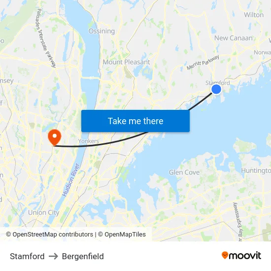 Stamford to Bergenfield map