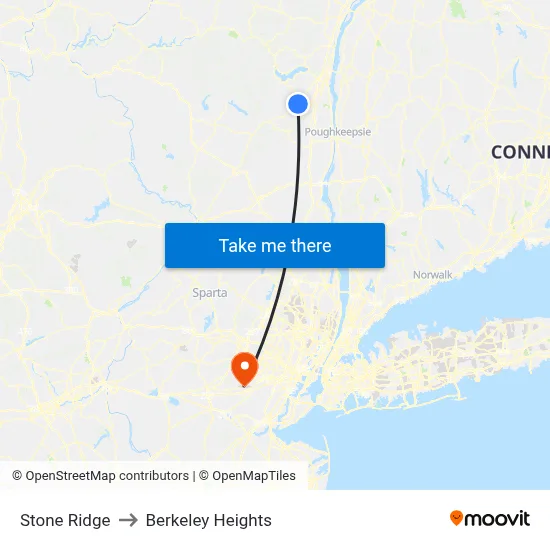 Stone Ridge to Berkeley Heights map