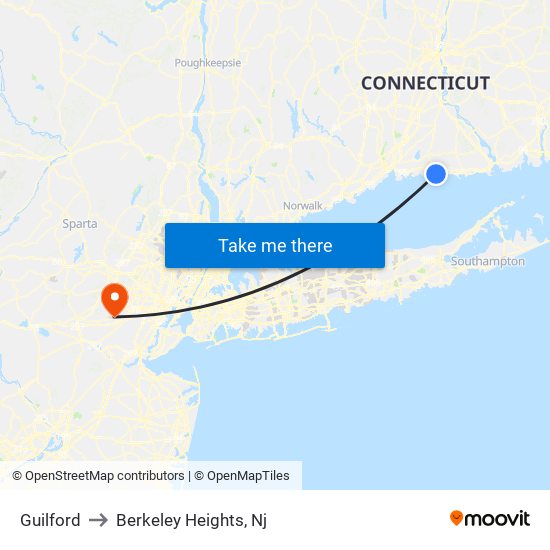 Guilford to Berkeley Heights, Nj map