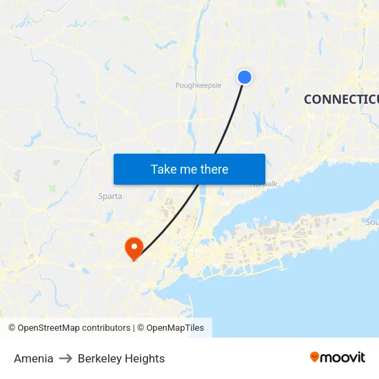 Amenia to Berkeley Heights map