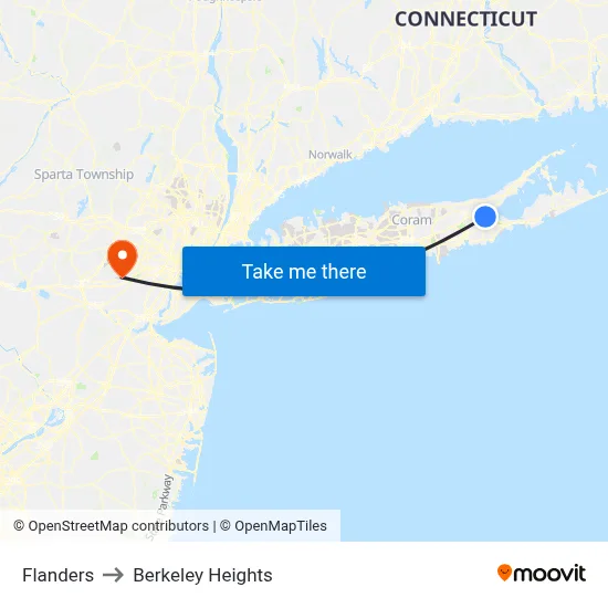 Flanders to Berkeley Heights map