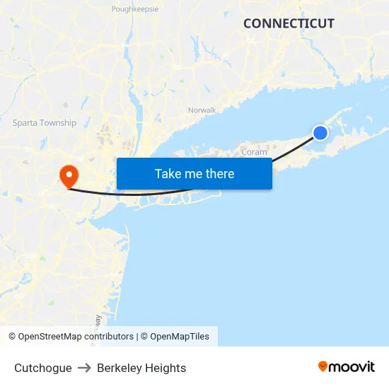 Cutchogue to Berkeley Heights map