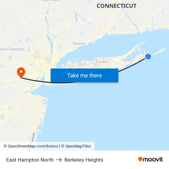 East Hampton North to Berkeley Heights map