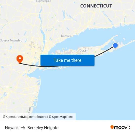 Noyack to Berkeley Heights map