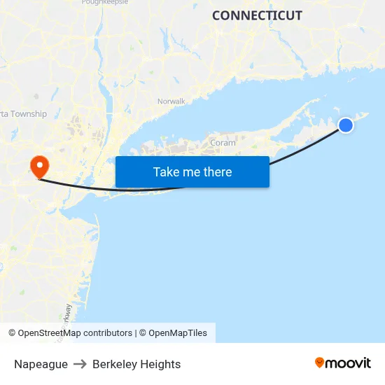 Napeague to Berkeley Heights map