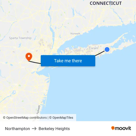 Northampton to Berkeley Heights map