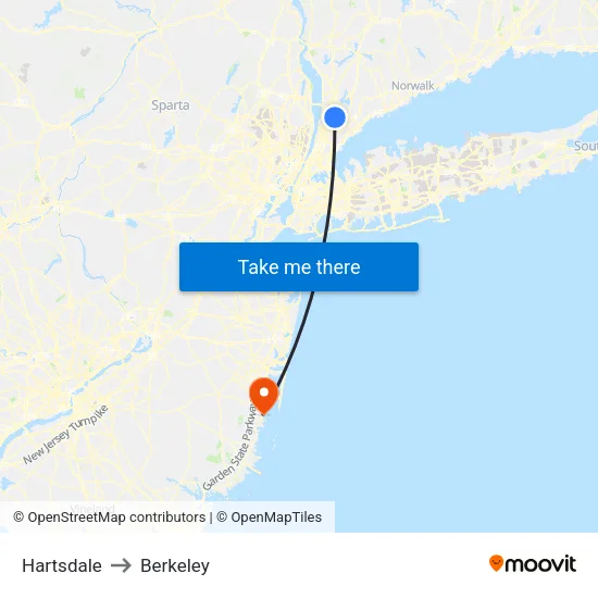Hartsdale to Berkeley map