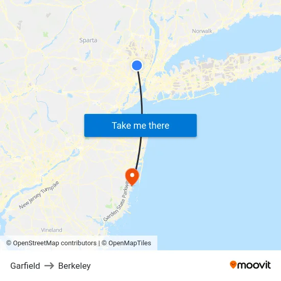 Garfield to Berkeley map