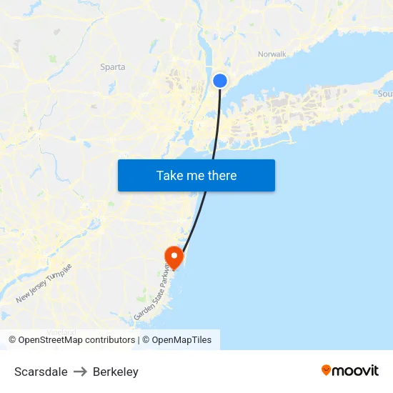 Scarsdale to Berkeley map