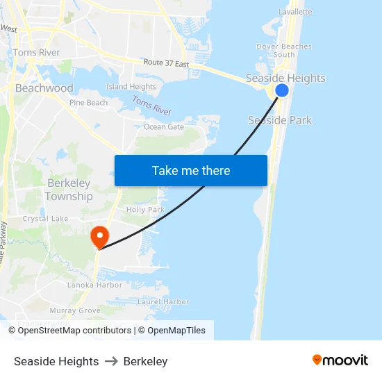 Seaside Heights to Berkeley map