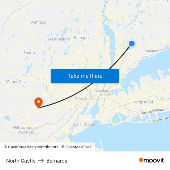 North Castle to Bernards map
