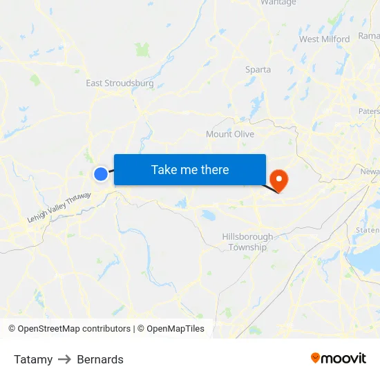 Tatamy to Bernards map