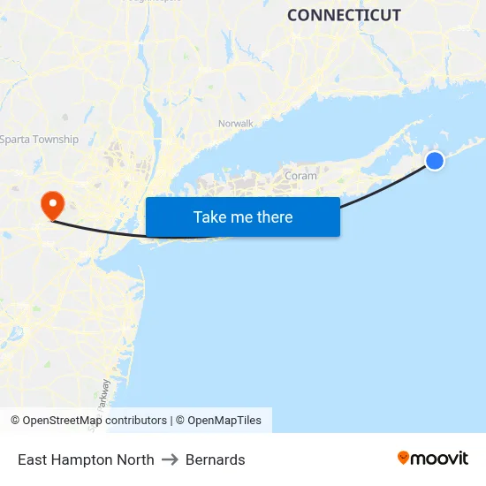 East Hampton North to Bernards map