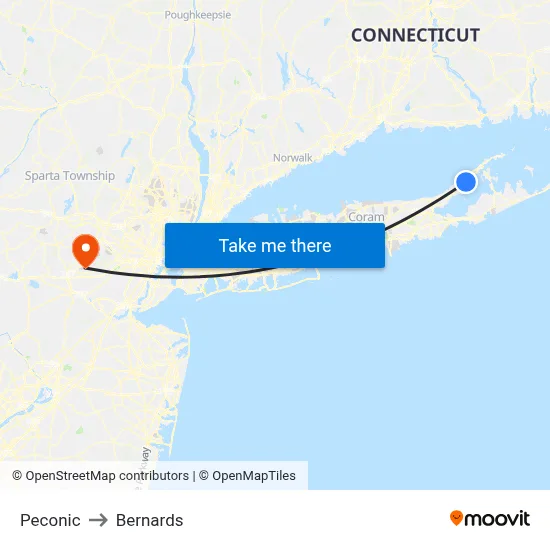 Peconic to Bernards map