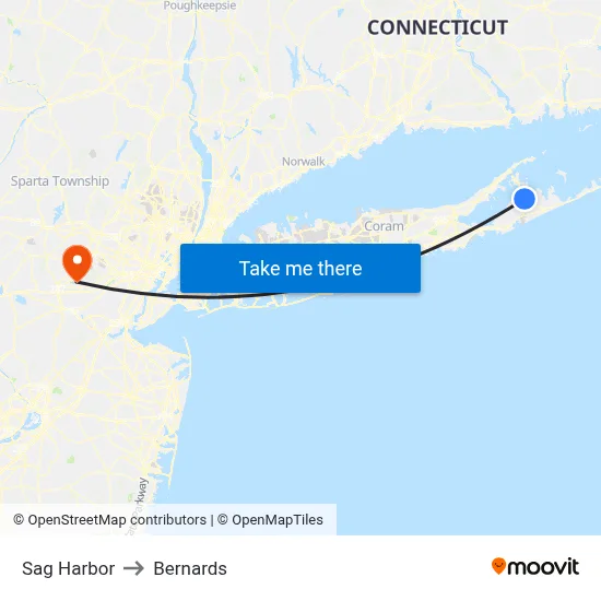 Sag Harbor to Bernards map