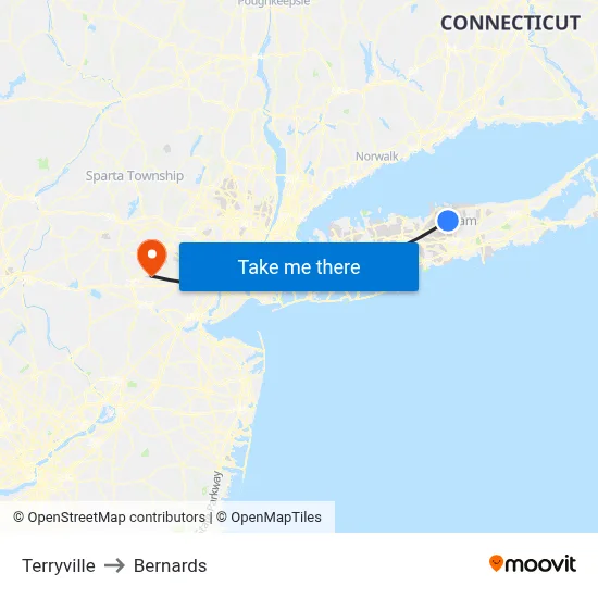 Terryville to Bernards map