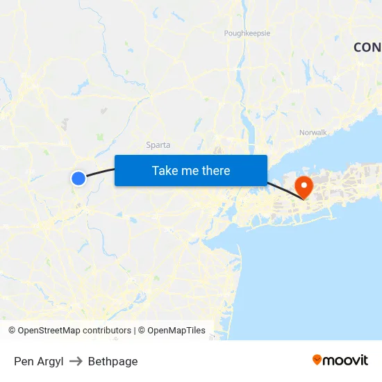 Pen Argyl to Bethpage map
