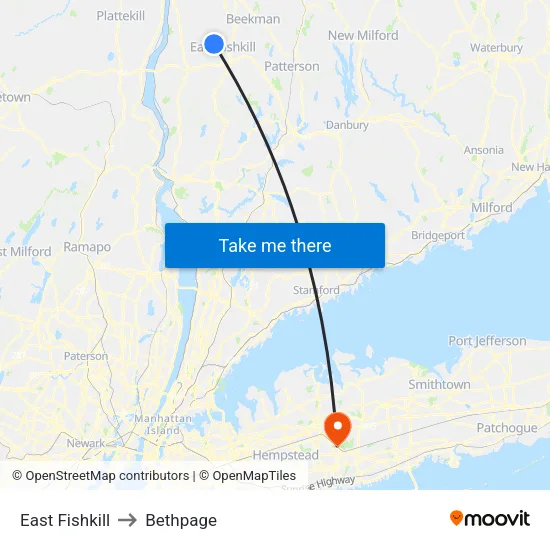 East Fishkill to Bethpage map