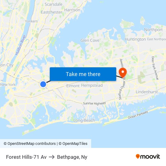 Forest Hills-71 Av to Bethpage, Ny map