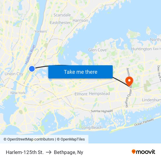 Harlem-125th St. to Bethpage, Ny map