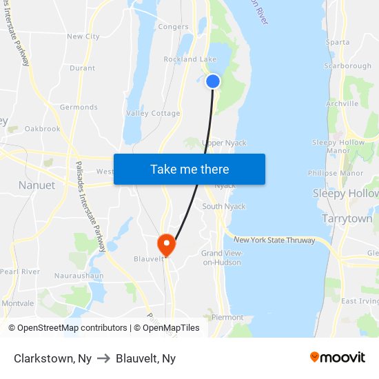 Clarkstown, Ny to Blauvelt, Ny map