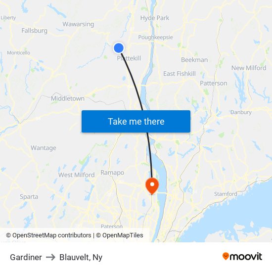 Gardiner to Blauvelt, Ny map