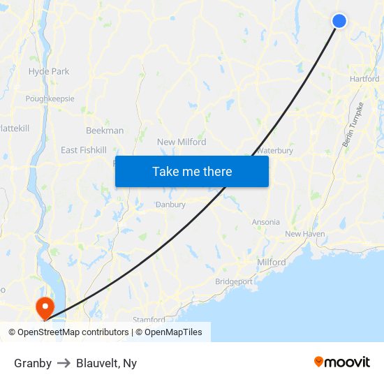 Granby to Blauvelt, Ny map