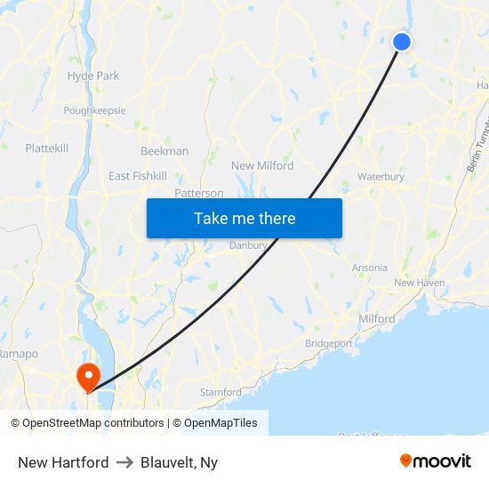 New Hartford to Blauvelt, Ny map