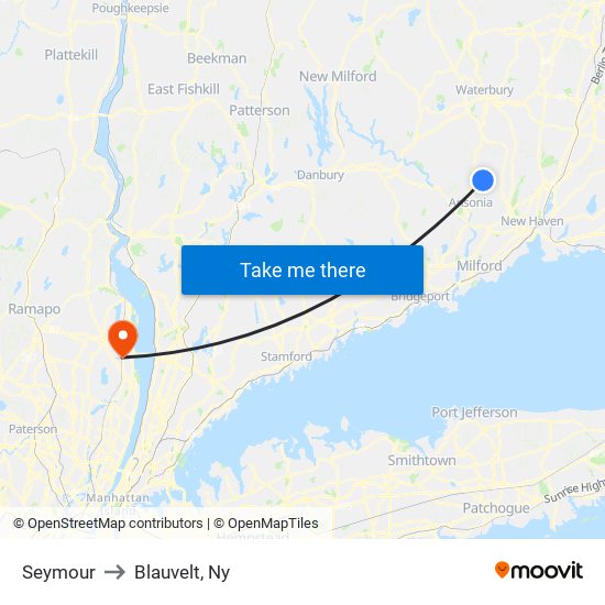 Seymour to Blauvelt, Ny map