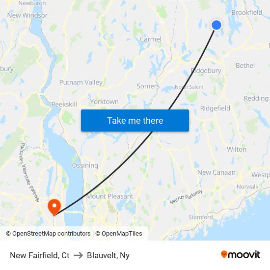 New Fairfield, Ct to Blauvelt, Ny map