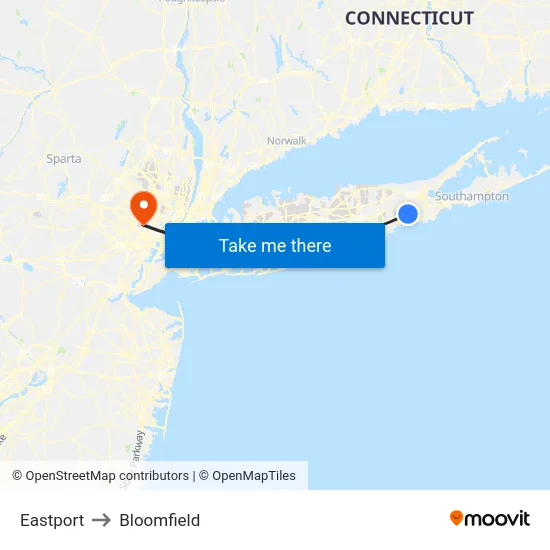 Eastport to Bloomfield map